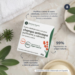 Champú sólido Anticaspa con Romero y Salvia Planeta Huerto 85 gr