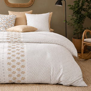 Parure housse de couette 100% percale de coton motif floral graphique - ROSALB