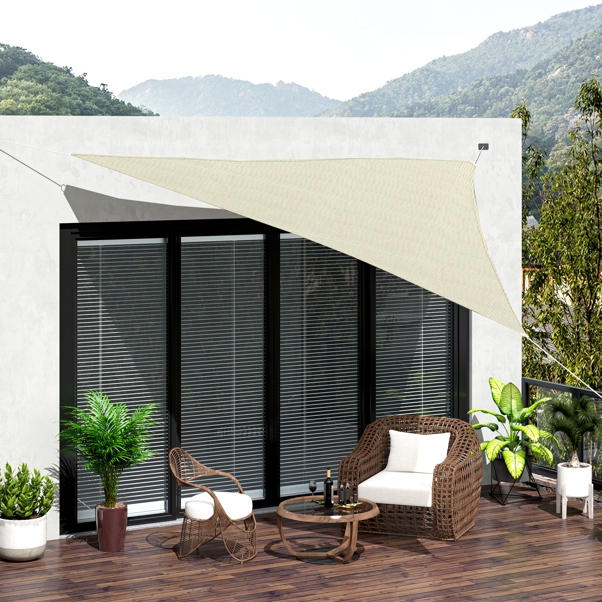 Toldo Vela Triangulo Sombrilla Jardin Camping 3x3x3m Crema