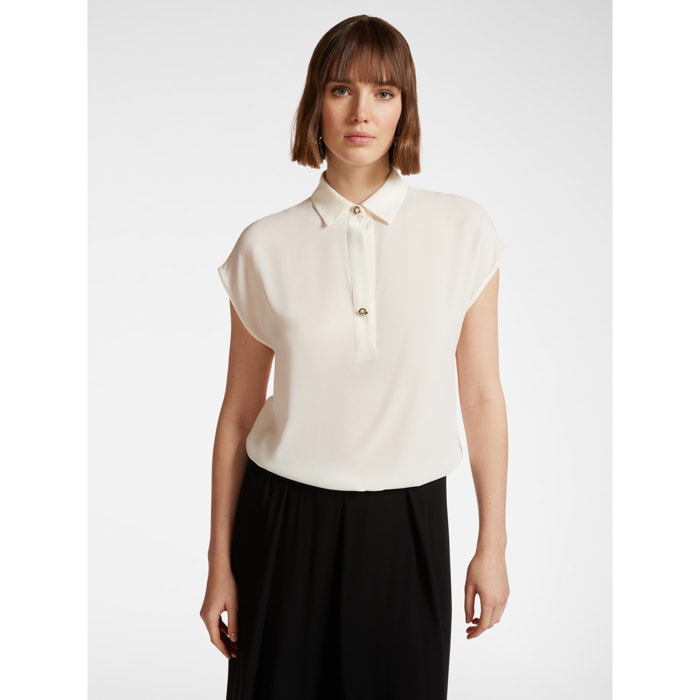 Elena Mirò - Blusa con cuello - Blanco