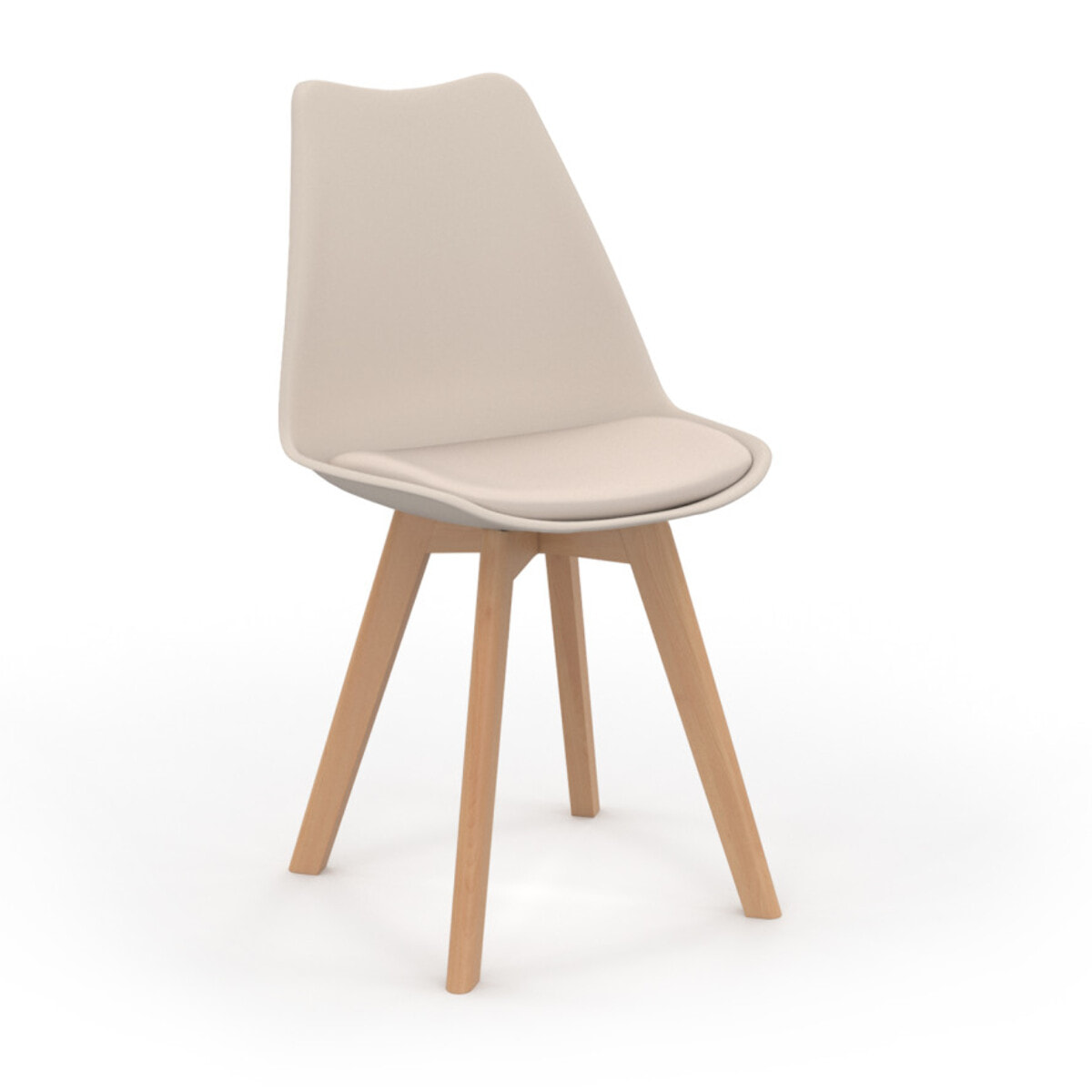 Chaises Nordia beige pieds bois - lot de 2