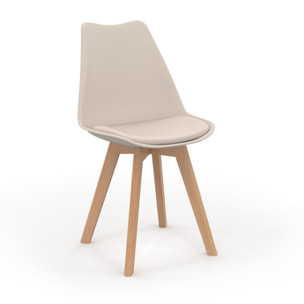 Chaises Nordia beige pieds bois - lot de 2