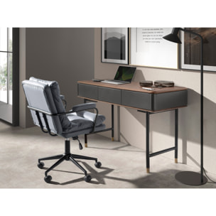 Silla Angel Cerdá oficina giratoria con asiento y respaldo tapizado en tela en gris patas en acero inoxidable en negro 59x63x90cm