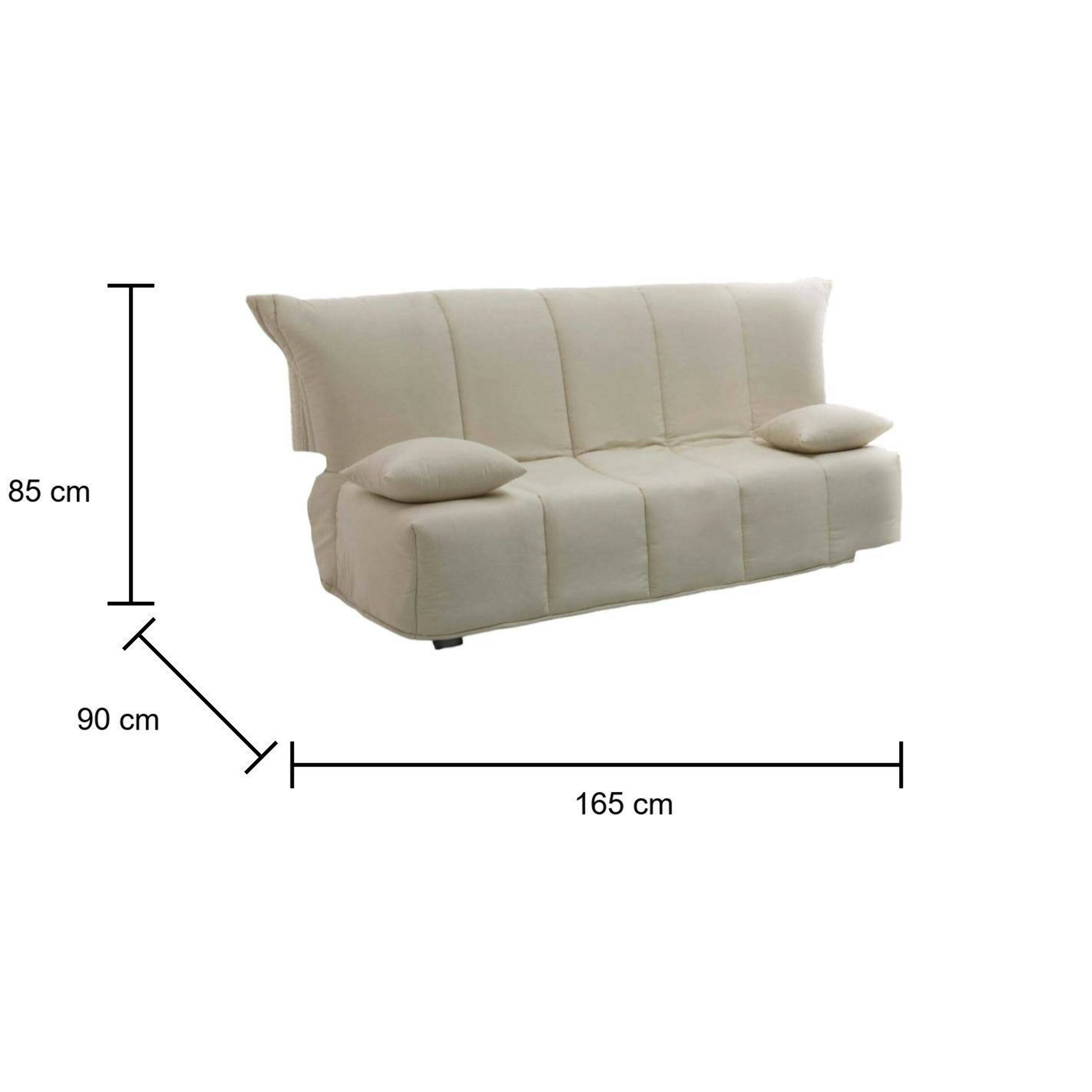 Divano Letto Allegra, Divano a 3 posti, 100% Made in Italy, Sofà Soggiorno con apertura a carrello, in tessuto imbottito, con cuscini inclusi, Cm 165x90h85, Beige