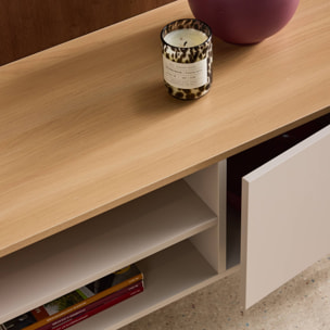 Meuble TV métal et décor bois 2 portes 140cm ASHTON