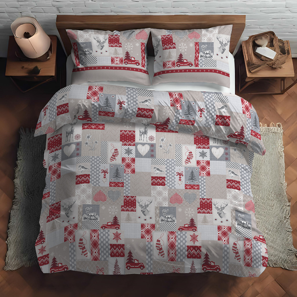 Parure copripiumino alpi rosso 100% cotone