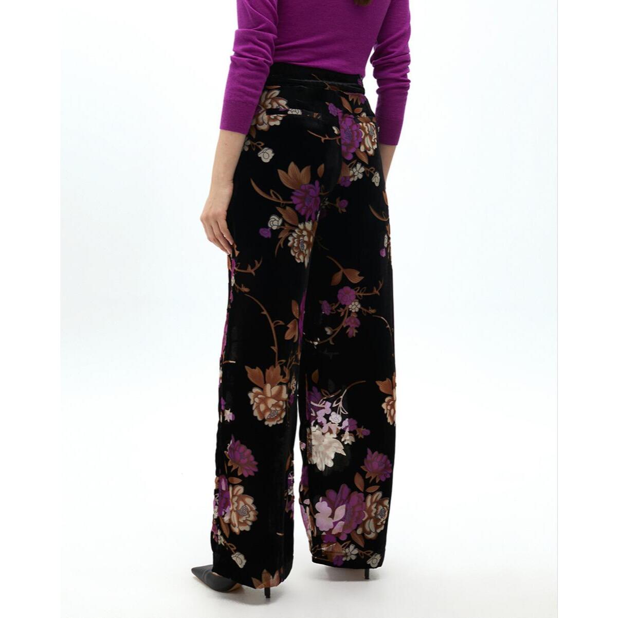 Pantalone Dritto Devoré Velluto Floreale