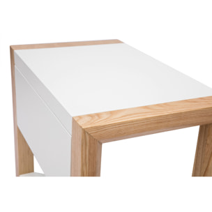 Table de chevet blanc et bois clair frêne massif ARMEL