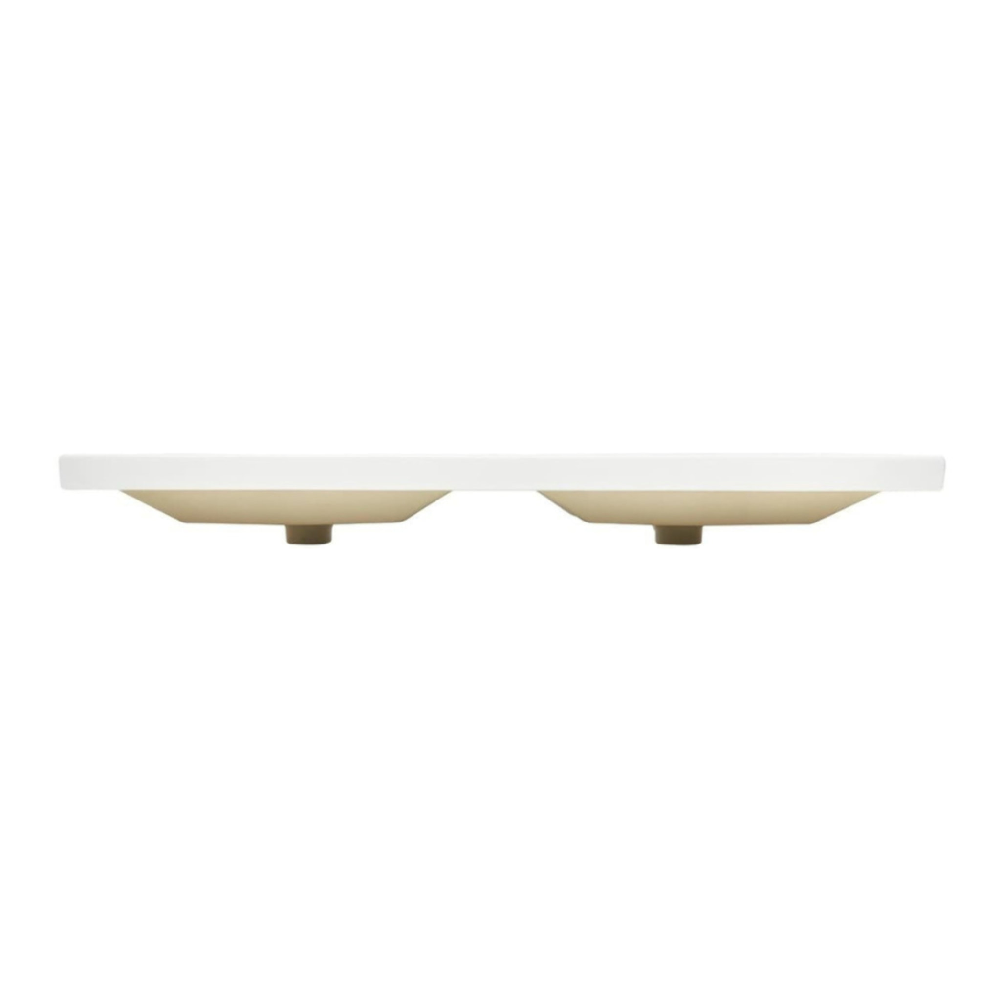 Double vasque semi-encastrée 121x46 cm - blanc brillant - avec trop-plein - B-Way SAT