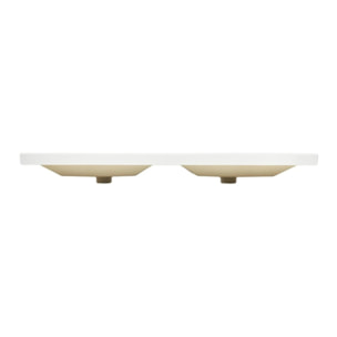 Double vasque semi-encastrée 121x46 cm - blanc brillant - avec trop-plein - B-Way SAT