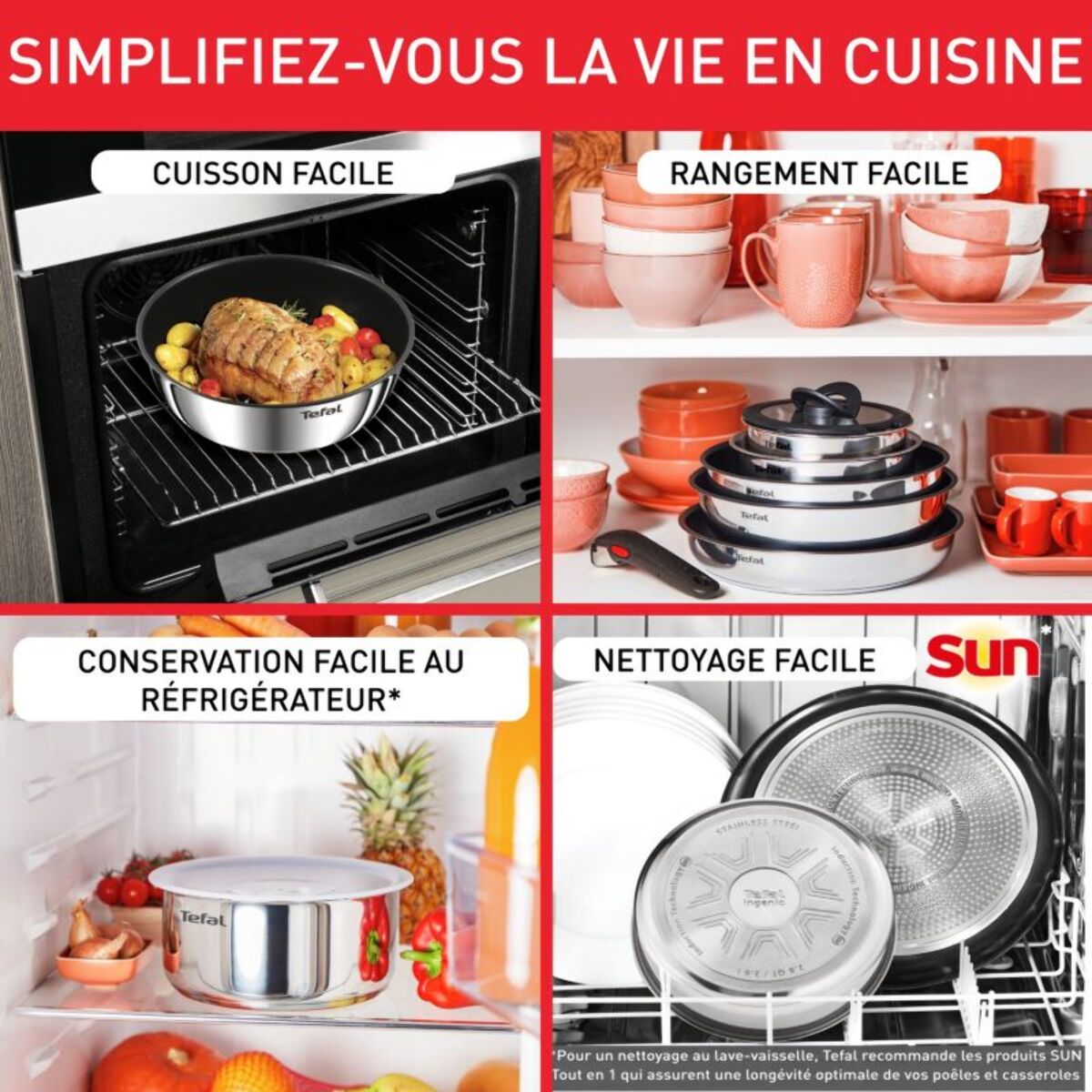 Batterie de cuisine TEFAL Ingenio Cook Eat 15 pcs L881SF04