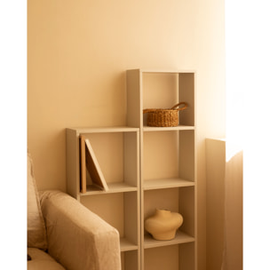 Étagère en bois laqué ton beige avec 3 étagères Hauteur: 146 Longueur: 40 Largeur: 20