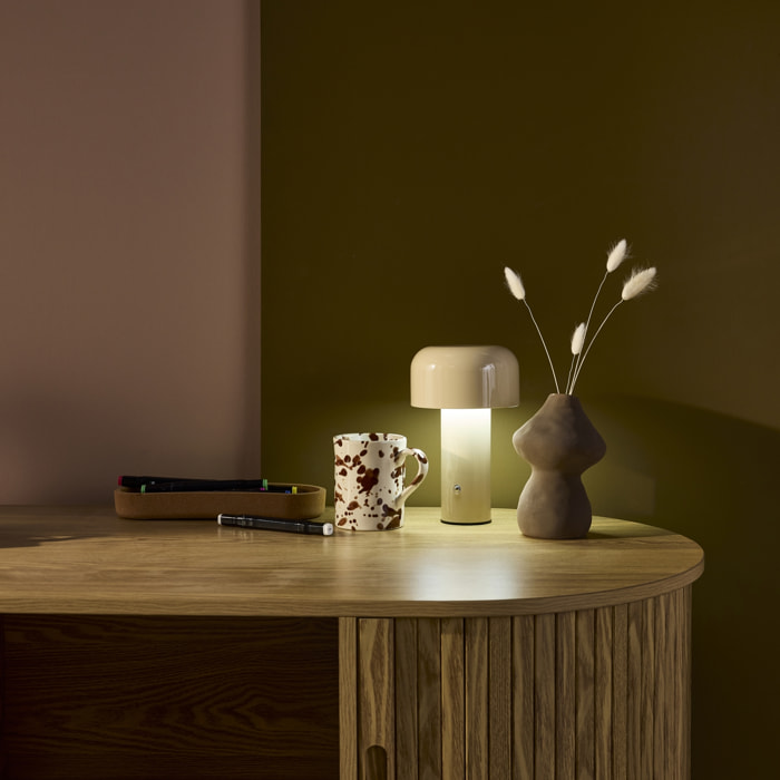 Lampe à poser LED  sans fil rechargeable Victor beige Ø 13cm