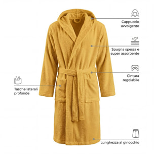 INTRECCI HOME Accappatoio Uomo e Donna, in Puro Cotone Jacquard 500 g, , Morbidezza Extra, Avvolgente, con Cappuccio e Tasche, Elegante e Confortevole,