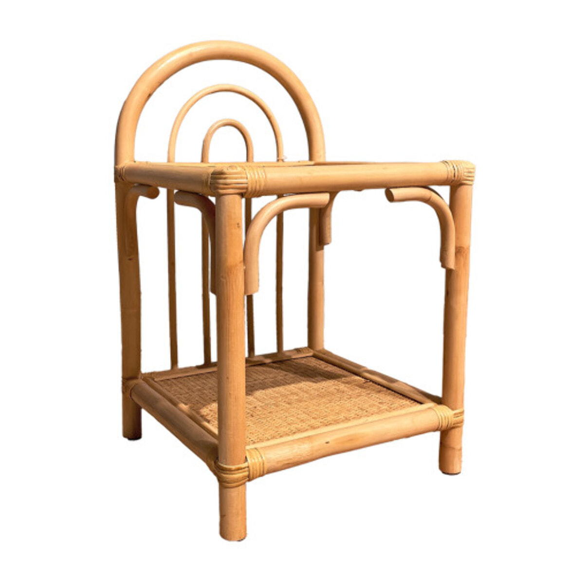 Table d'appoint H. 56 cm en rotin et cannage 2 tablettes – VIVIA