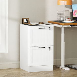 Caisson bureau 2 tiroirs verrouillables dossiers suspendus dim. 40x40x71cm MDF blanc