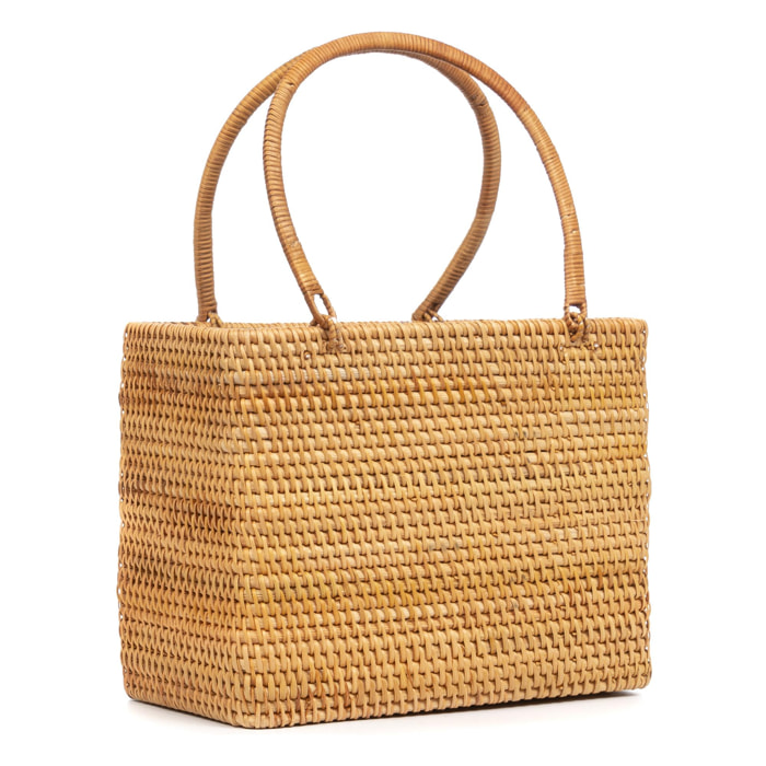 Borsa tote Volturino in rattan.