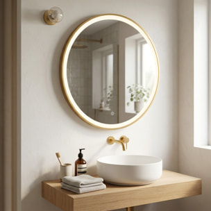 Miroir LED rond 60 cm avec cadre doré et capteur tactile SAT (SATZLED60ZL)