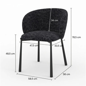 Chaise en tissu texturé noir - Danaë