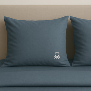 Set 3pc cama (Funda nórdica 260x240cm + 2 Fundas de almohada 63x63cm) en azul oscuro y beige 70%Algodón+30%Poliéster