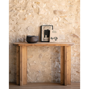 Consola de madera maciza tono roble oscuro de 120x80cm Alto: 80 Largo: 120 Ancho: 35