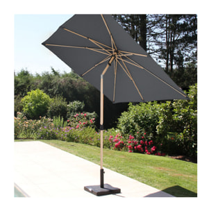 Parasol droit Ø2,4m - effet bois - gris anthracite - RUBIS