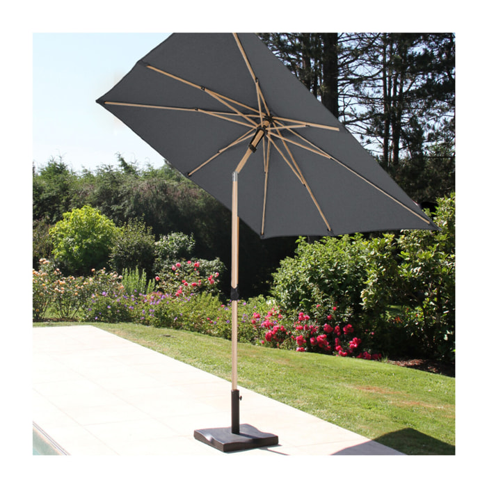 Parasol droit Ø2,4m - effet bois - gris anthracite - RUBIS