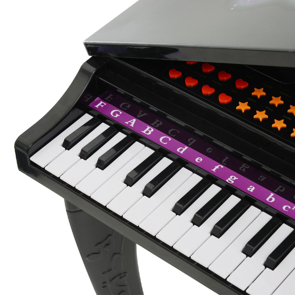 Piano à queue électronique 37 touches multifonctions avec micro haut parleur noir