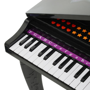 Piano à queue électronique 37 touches multifonctions avec micro haut parleur noir
