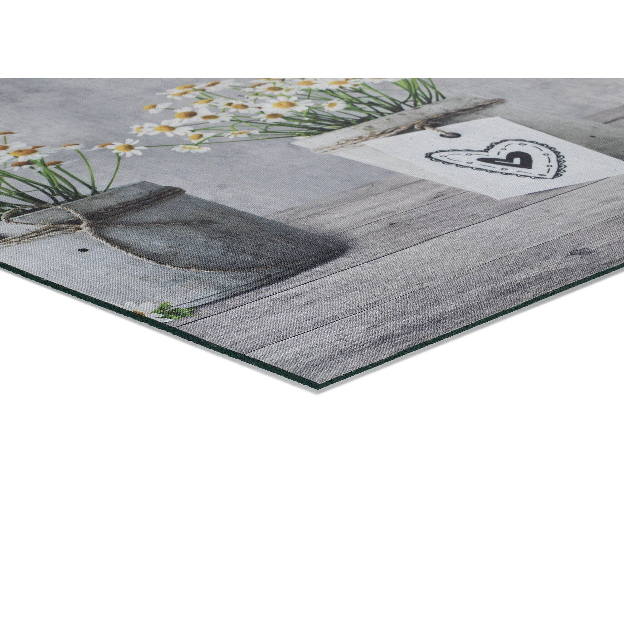 SPRINTY Alfombra vinílica de cocina dibujos macetas en gris, varias medidas disponibles.