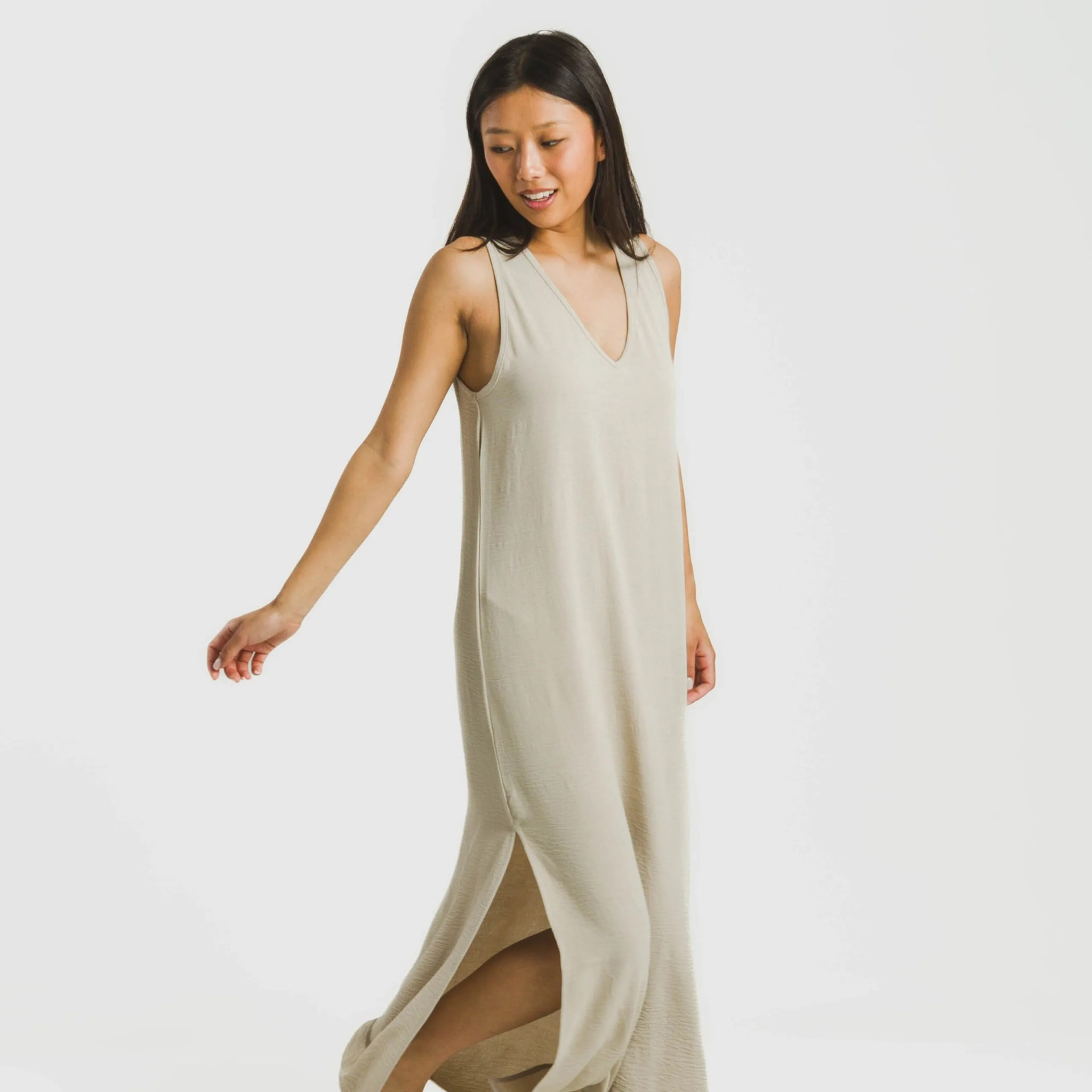 Vestido largo tirantes bambula liso