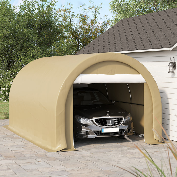 Tente garage carport dim. 5L x 3l x 2,4H m acier galvanisé robuste PE haute densité 190 g/m² imperméable anti-UV beige