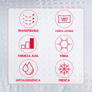 Almohada de Fibra | Firmeza Alta | Hipoalergénica | Funda lavable | Iron Max