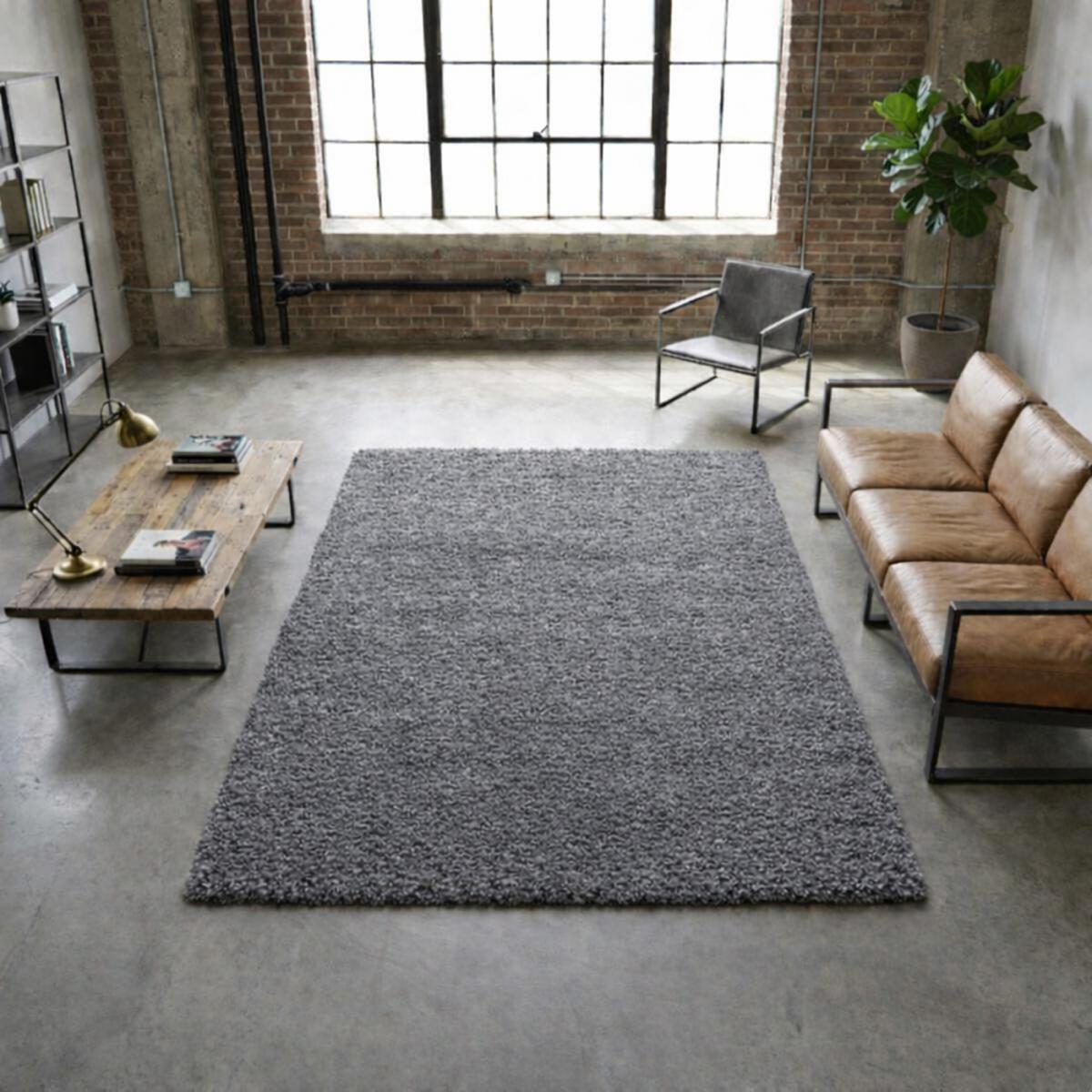 Tapis poils longs shaggy tissé motif uni ZASIVE