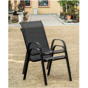 Set di 2 sedie da giardino Sofia in metallo e textilene nero