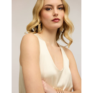 Motivi - Top de raso de hombro ancho - Blanco