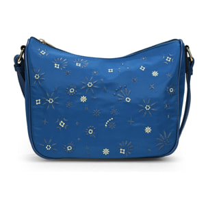 Bolso bandolera azul con bordado