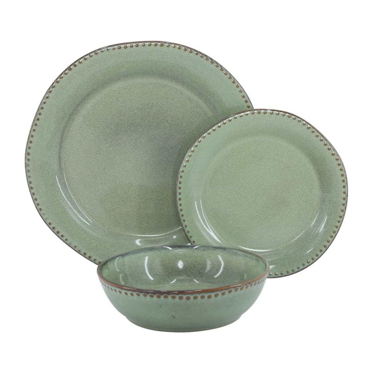 Servizio di piatti per 6 persone in ceramica verde- Rita