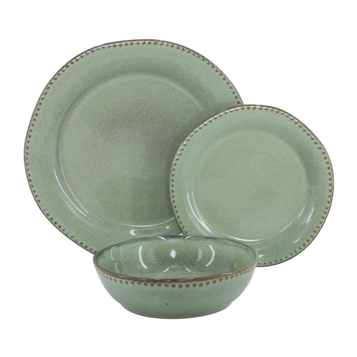Servizio di piatti per 6 persone in ceramica verde- Rita