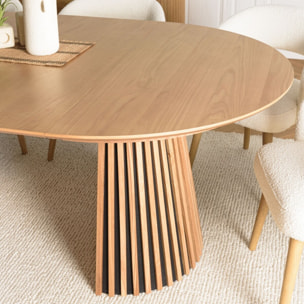 SYA - Table à manger ronde extensible L120/160/200 décor et chêne naturel