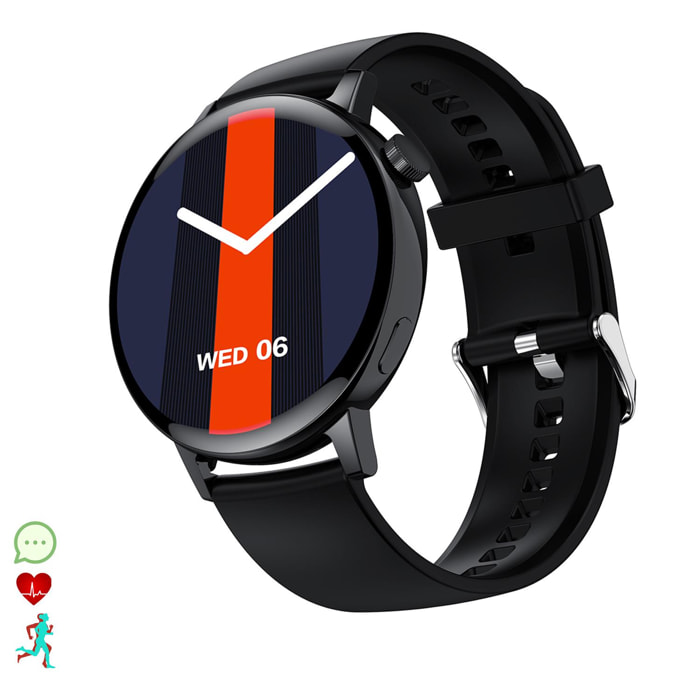 Smartwatch A03 con cardiofrequenzimetro, O2 nel sangue, giochi e modalità multisport. Cinturino in silicone + cinturino in pelle.