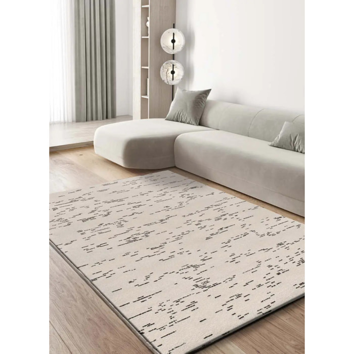 RETRO Alfombra pelo corto con formas abstractas en blanco y negro, varias medidas disponibles.