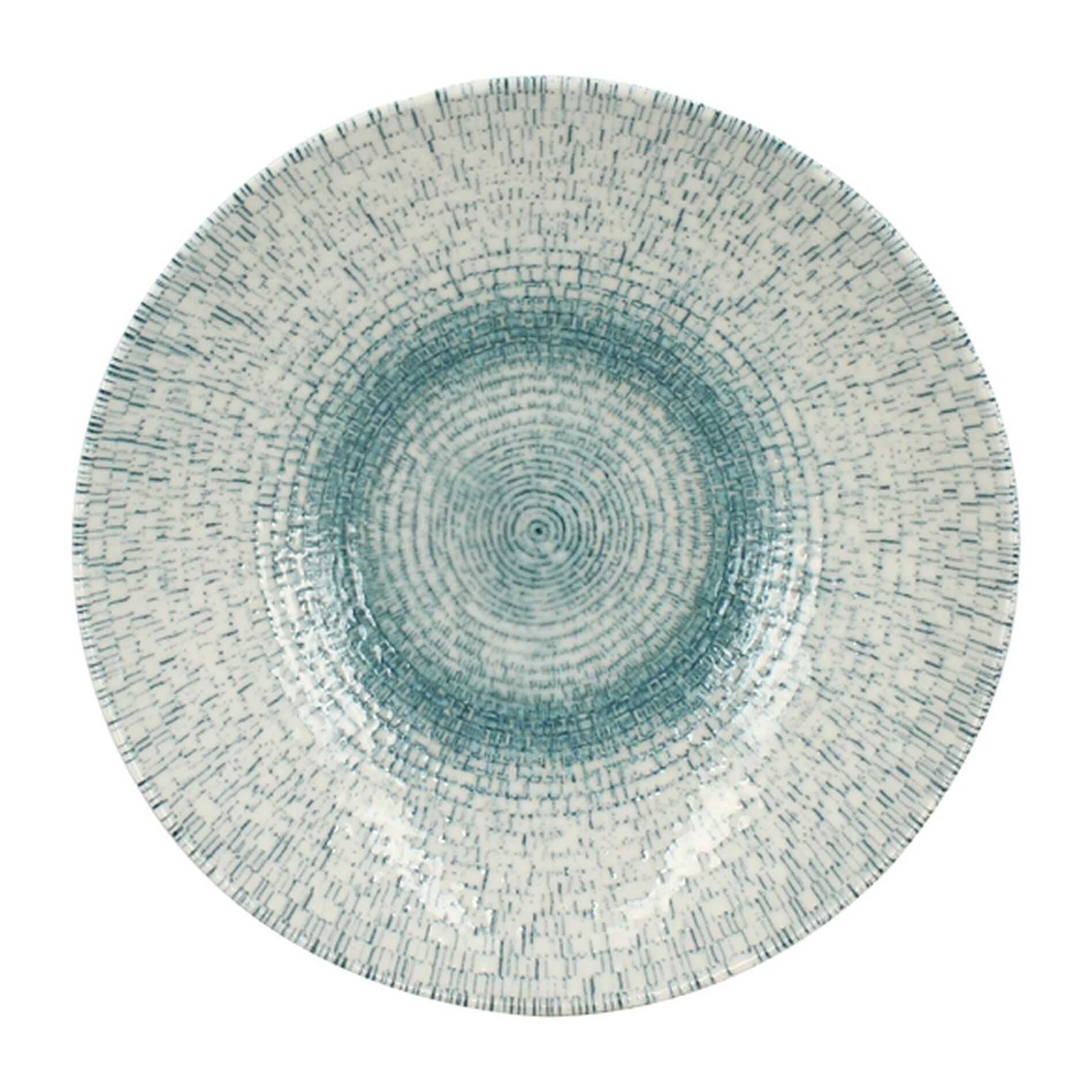 Lot de 6 assiettes creuses en porcelaine blanche et bleue 21cm AQUA