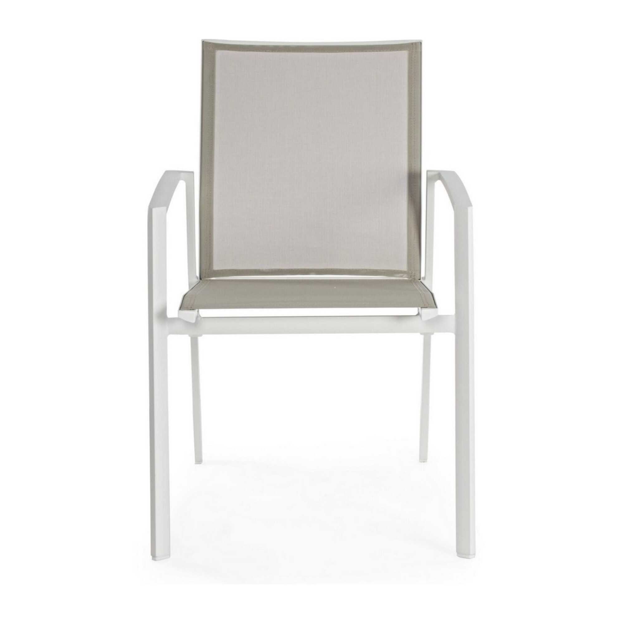 Set 4 sedie da giardino ZARAGOZA in textilene e alluminio bianco, impilabile