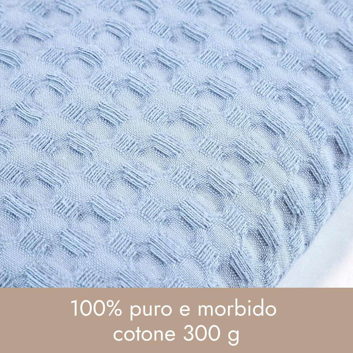 INTRECCI HOME Set Bagno Asciugamani Viso+Ospite, in Puro Cotone 300 g, Leggerezza e Praticità, con Lavorazione Nido d’Ape, Ideale per Asciugatura Rapida