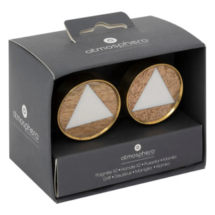 Boutons de meuble x2 "Isla" en manguier & laiton D3,8cm