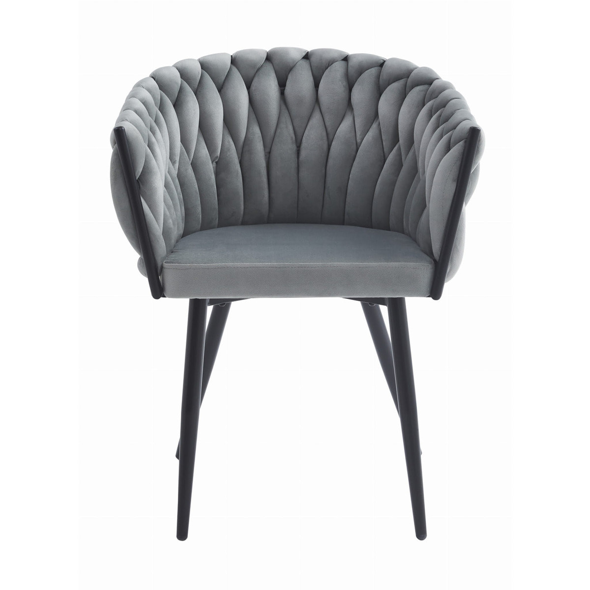 Set di 2 sedie Orion in velluto grigio chiaro con schienale a treccia
