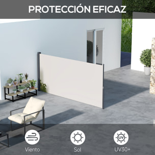 Toldo Lateral Retráctil Pantalla Enrollable Mampara de Privacidad Impermeable y Anti-UV Protege la Privacidad para Jardín Balcón Terraza 300x140 cm Gris Claro