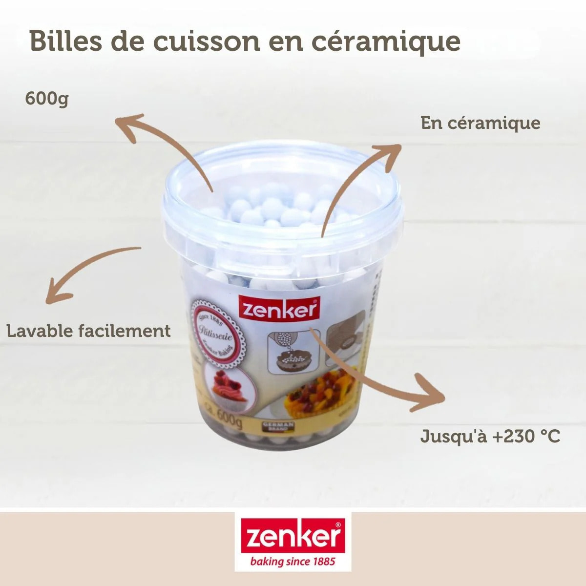 Billes de cuisson pour pâte sablée, pot de 600 grammes Zenker Smart Pastry