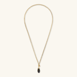 Collana Lunga Multifilo Catena Forzatina con Pendente Goccia in Pietra Naturale Labradorite